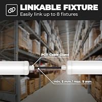 HOFTRONIC - 4er Pack LED Feuchtraumleuchte 150cm IP65-48W 5760 Lumen - 4000K Neutralweiß - Verknüpfbar - Kellerleuchte, Nassraumleuchte - Feuchtraum Wannenleuchte – Ansicht 7