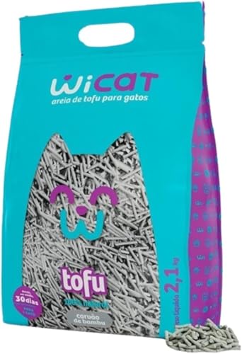 Areia Higiênica Biodegradável Para Gatos Wicat Tofu Carvão De Bambu 2,1Kg