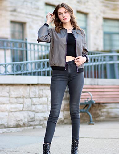 Zeagoo Women's Bomber Jacket Casual Coat Zip Up Spring Fall Clothes with Pockets S-XXL