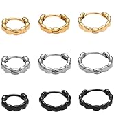Vnmcry 9 PCS Earring 316L Stainless Steel Piercing Jewelry Nose Ring Hoop Gold Siliver Black Set ...