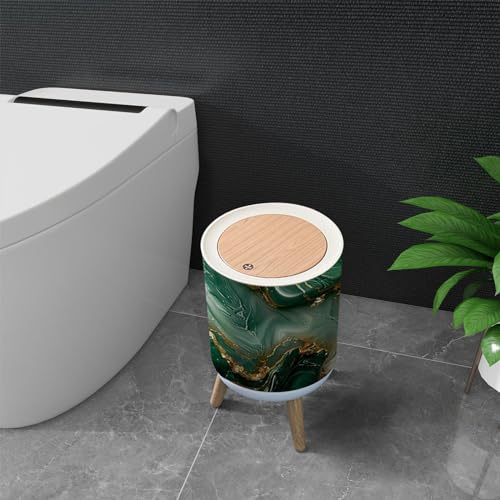 Caneca de Basura con Tapa Diseño Mármol Verde Dorado 1.8gal miniatura 5