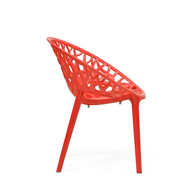 Image of SkyGlamour Neelkamal Crystal Plastic Chair|Chairs for Home, Living Room, Garden, Balcony,Indoor&Outdoor Use|Color: Red, Pack of 1
