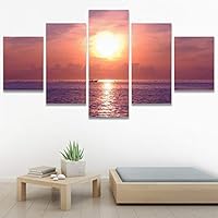 SIGNWIN 5 Panel Canvas Wall Art Landscape Ocean for Home Decorations Ready to Hang - 60