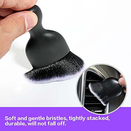 Image of AOCISKA Car Interior Detailing Brush,Soft Bristle Cleaning Brush Car Detailing Brush Dusting Brush,Car Interior Cleaning Tool,Auto Detail Brush Car Dash Duster Brush (Black&White with Cap)