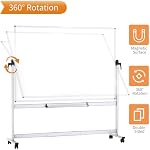 VIZ-PRO Double-Sided Mobile Whiteboard, 96 x 48 Inches, Magnetic Rolling Dry Erase White Board on Wheels with Aluminium Frame and Stand