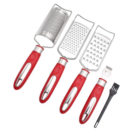 Set de 5 ralladores VICASKY de acero inoxidable y plástico rojo miniatura 1