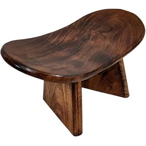 Handmade Wooden Meditation Bench/Stool – Foldable Ergonomic Meditation Seat & Bench, Curved Kneeling Design, Mindfulness & Meditation Gift for Men & Women | Round 18 cm