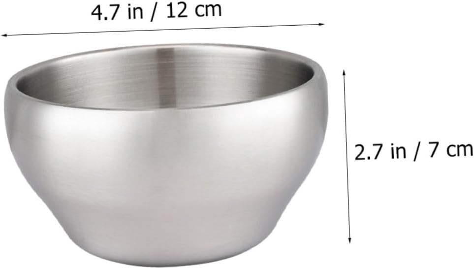 4pcs Double Layer Stainless Steel Bowls Set for Rice and Noodles Heat-Resistant Soup Bowls for Kitchen and Dining