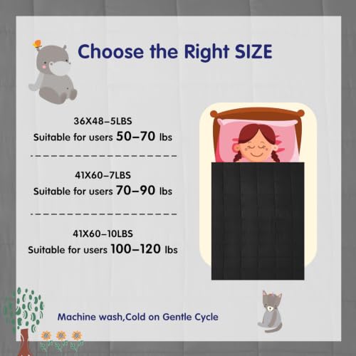 Image of yescool Weighted Blanket (10 lbs, 41 inch x 60 inch, Black) Cooling Heavy Blanket, Perfect for 90-110 lbs, Breathable Throw Blanket Gifts with Premium Glass Bead, Machine Washable