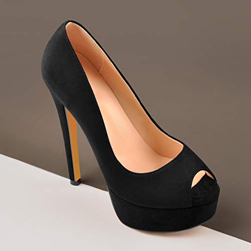 Richealnana Women's Peep Toe Platform Classic Pumps2