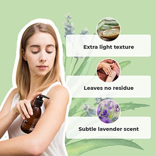 Bionoble Organic Aloe Vera Gel 100ml - Made with 100% Pure Fresh Aloe Pulp and Organic Lavender - Xanthan Free - Face, Eye Contour, Body, Hair - Glass Bottle + Pump