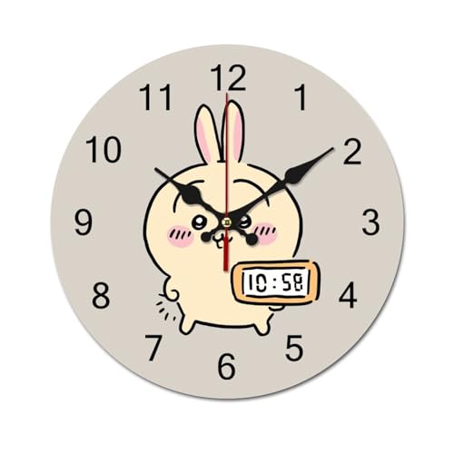 無音 壁掛け 時計 ちいかわ 連続秒針 掛け時計 木製 置き時計 電池式 丸い時計 見やすい 部屋飾り 60*60cm