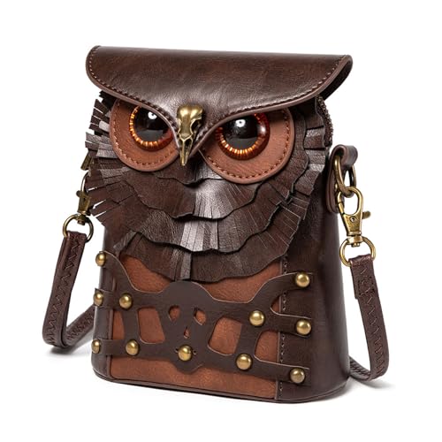 Owl Crossbody Bag Purse Handbag Steampunk Leather Phone Shoulder Pouch Retro Gothic Renaissance Fest