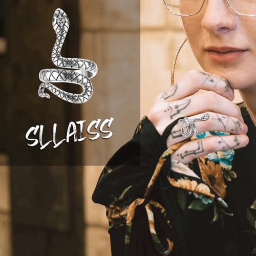 Sllaiss 925 Sterling Silver Snake Ring for Women White Gold Plated Vintage Punk Rings Adjustable Open CZ Animal Snake Finger Ring Jewelry4