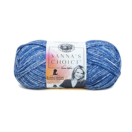 Image of (1 Skein) Lion Brand Yarn Vanna's Choice Yarn, Denim Mist | Everyday Basic Worsted Weight Acrylic Knit & Crochet Fiber for Blankets, Bags, Sweaters, Hats, Scarves