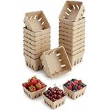 15 Pack Natural Pulp Fiber Berry Basket, Small Vented Produce Baskets for Farmers Market Display, Fruit and...