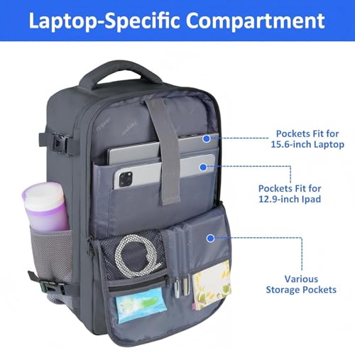 Image of Taygeer Personal Item Backpack for Women, 35L Travel Backpack | Bookbag with Laptop Compartment & Water Bottle Pocket, Lightweight Work Back pack for Weekend Business Gym Hiking, Dark Grey