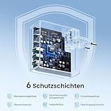 HSSNS Ładowarka USB-C 300W, 6-portowa ładowarka USB, wielokrotna szybka ładowarka z 3 USB-C i 3 USB-A