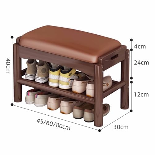 Banc à chaussures réglable en bois à 2 niveaux et coussin confort