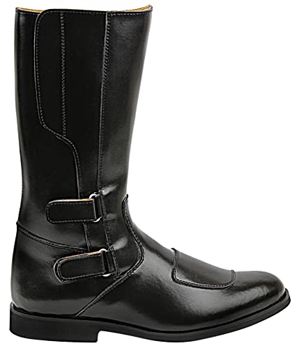 Phoenix Mens Man Mid Calf Motorcycle Riding Police Genuine Leather Boots3