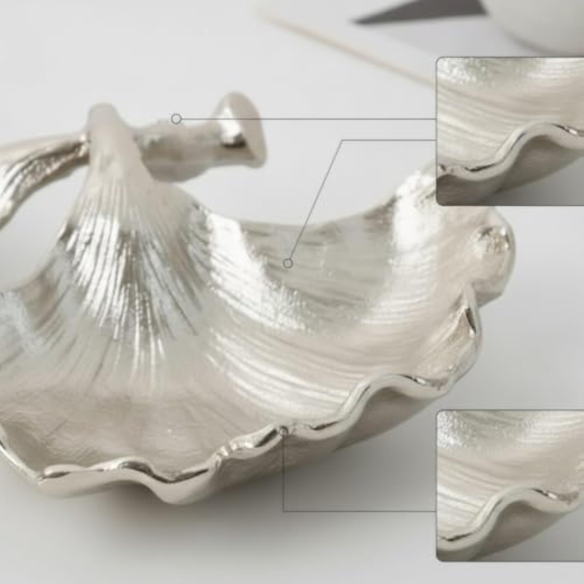 Textured Metal Leaf Tray for Coffee Table and Console