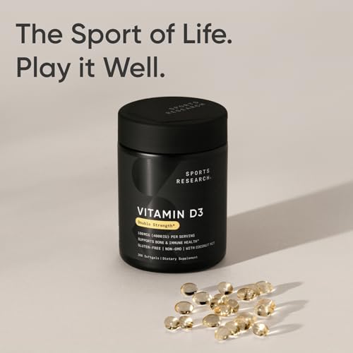 Image of Sports Research Vitamin D3 4000iu /100mcg with Coconut MCT Oil, 360 Count | Double Strength Vitamin D Supplement | Supports Healthy Bones & Immune Function | Non-GMO . Soy Free - 360 Servings