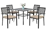 OKIDA 5-Piece Patio Dining Set Outdoor Wrought Iron Chairs and Table All-Weather 4 Stackable Metal...