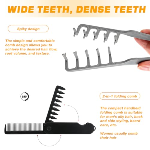Image of MAYCREATE Texture Comb, Voluminous Wide Toothed hair comb Travel folding design Wide fine-toothed dual-purpose set for Women Men fluffy texture