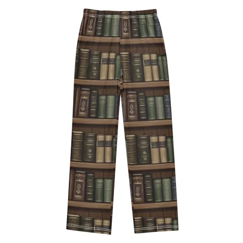 Pajama Bottoms, Pajamas Long Pant Books Shelves Lounge Wear Casual Sleep Pants Soft Pjs Sleepwear