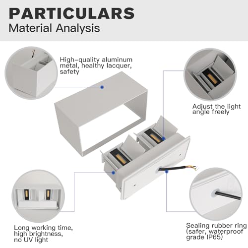 25W Led Applique Da Parete Esterno/Interno Con Sensore Di Movimento E Crepuscolare 4000K Luci Naturale IP65 Impermeabile Moderno Alluminio Lampada Da Esterno Angolo Di Luce Regolabile Bianco - 6