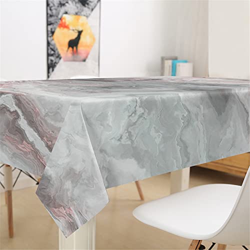 Nappe rectangulaire marbre gris 140x200 imperméable pour table