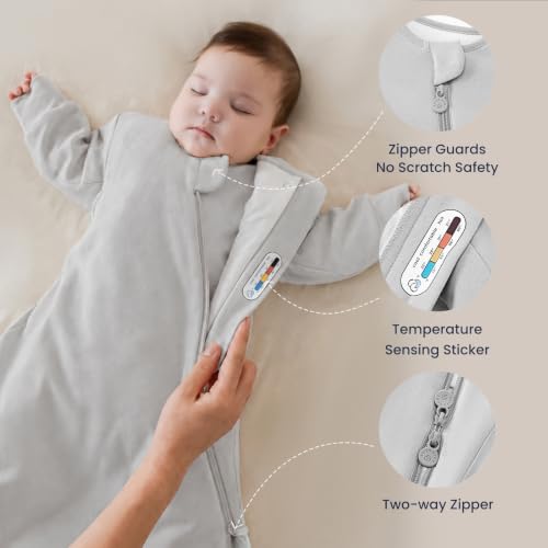 Image of Unisex Sleeping Bag for Babies and Toddlers 1.0 Tog Sleep Sack 0-6 Months, Newborn Sleep Sack, Wearable Blanket Baby, One Piece Long Sleeves, Gifts for Baby