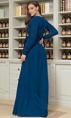 Image of KOH KOH Womens Long Sleeve V-Neck High Slit Cocktail Evening Gown Maxi Dress