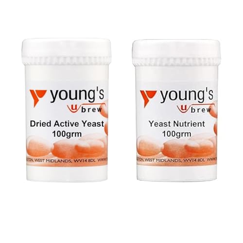 Youngs Multi Purpose Dried Active Yeast & Yeast Nutrient 2 Pack |-Perfect For Homemade Wine & Cider Making - 2x 100g Tubs
