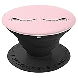 Rose Pink Background With Black Unicorn Eyelashes PopSockets Grip and Stand for Phones and Tablets