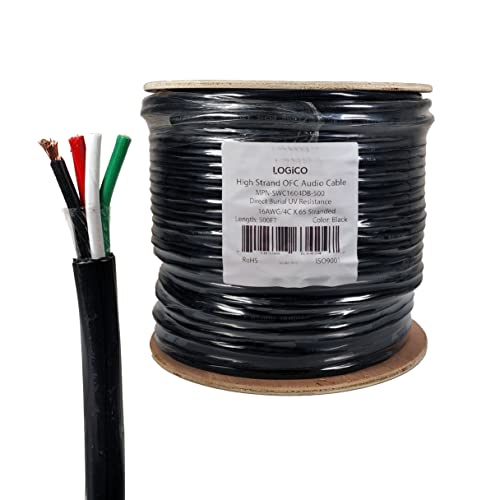 500ft Speaker Wire 16AWG 4 Conductor 16/4 Direct Burial in-Wall Audio Copper