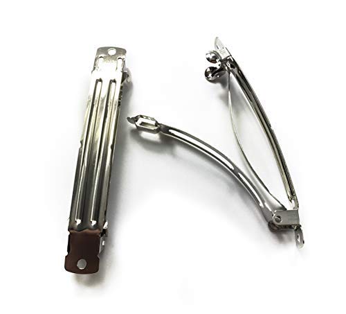 Mixed 4 Sizes Silver Tone Metal French Style Barrette Hair Clip 50/60/70/80mm for DIY Craft (40 Packs) image 3