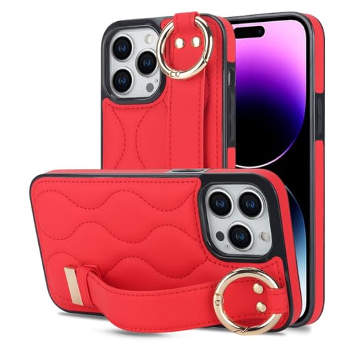 Étui de téléphone avec dragonne iPhone 13 housse antichoc support rouge compatible iPhone 14 Plus