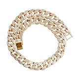 UPKOCH Cadena Cubana Hip Hop Dorada con Incrustaciones de Diamantes de Imitación Collar de Aleación Atractiva para Hombre Accesorio de Joyería Resistente y Estiloso para Fiestas