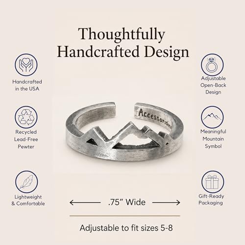 Anillo de montaña de peltre una joya de declaración que no se deforma 3