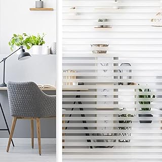 Window Frosting Film Self- Adhesive Privacy Frosted Opaque Static Glass Window Film Anti-UV Bamboo/Stripe Cling Pattern Film for Home Office Store Decoration