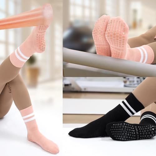 Women's Anti-Slip Yoga Socks 4-Pack | Silicone Grip, Breathable for Pilates, Ballet, Fitness & Therapy3