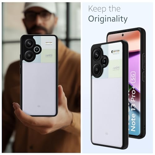 Image of KAPAVER Hybrid Clear Back Cover Case for Redmi Note 13 Pro Plus | Protective Shockproof Cleare Hard PC Soft Flexible Black TPU Cover