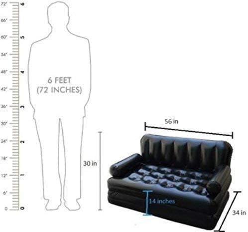 Jeval 5 in 1 Double Black Inflatable AIR Sofa Chair Couch Lounger Bed Mattress