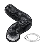 Yoodelife 6 Inch 5 Feet Black Air Ducting, Flexible 1.5m Length Aluminum Dryer Vent Hose for HVAC Ventilatio with 2 Clamps