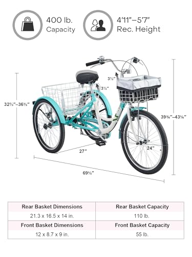 Image of VIRIBUS Adult Tricycle, Adult Electric Tricycle for Women