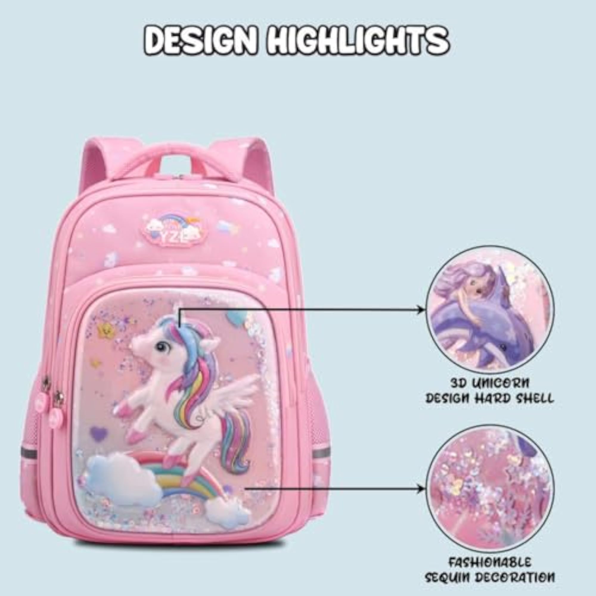 Enchant 3D School Bag Backpack for Girls, Comfortable Design