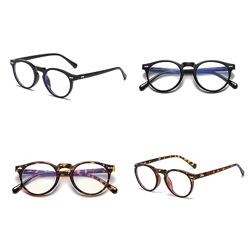 LJCZKA Vintage Occhiali Anti Luce Blu Rotondi Uomo...