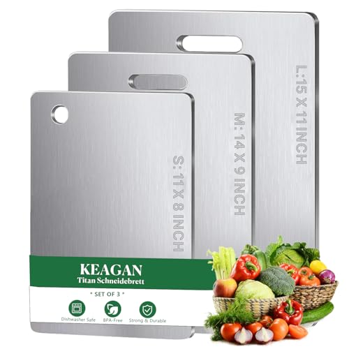 3 PCS Titanium Cutting Board S316 Stainless Steel Chopping Board 2025 New Double Sided Food-Grade Chopping Board for Cutting Meat Vegetable Fruit