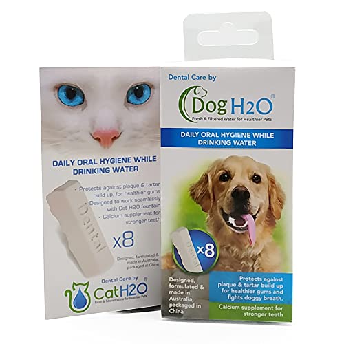 Dog H20 & Cat H2O 8 Piece Dental Care, suitable for both Dog H2O & Cat H2O water fountain, Off White Tablets (DH08DC)